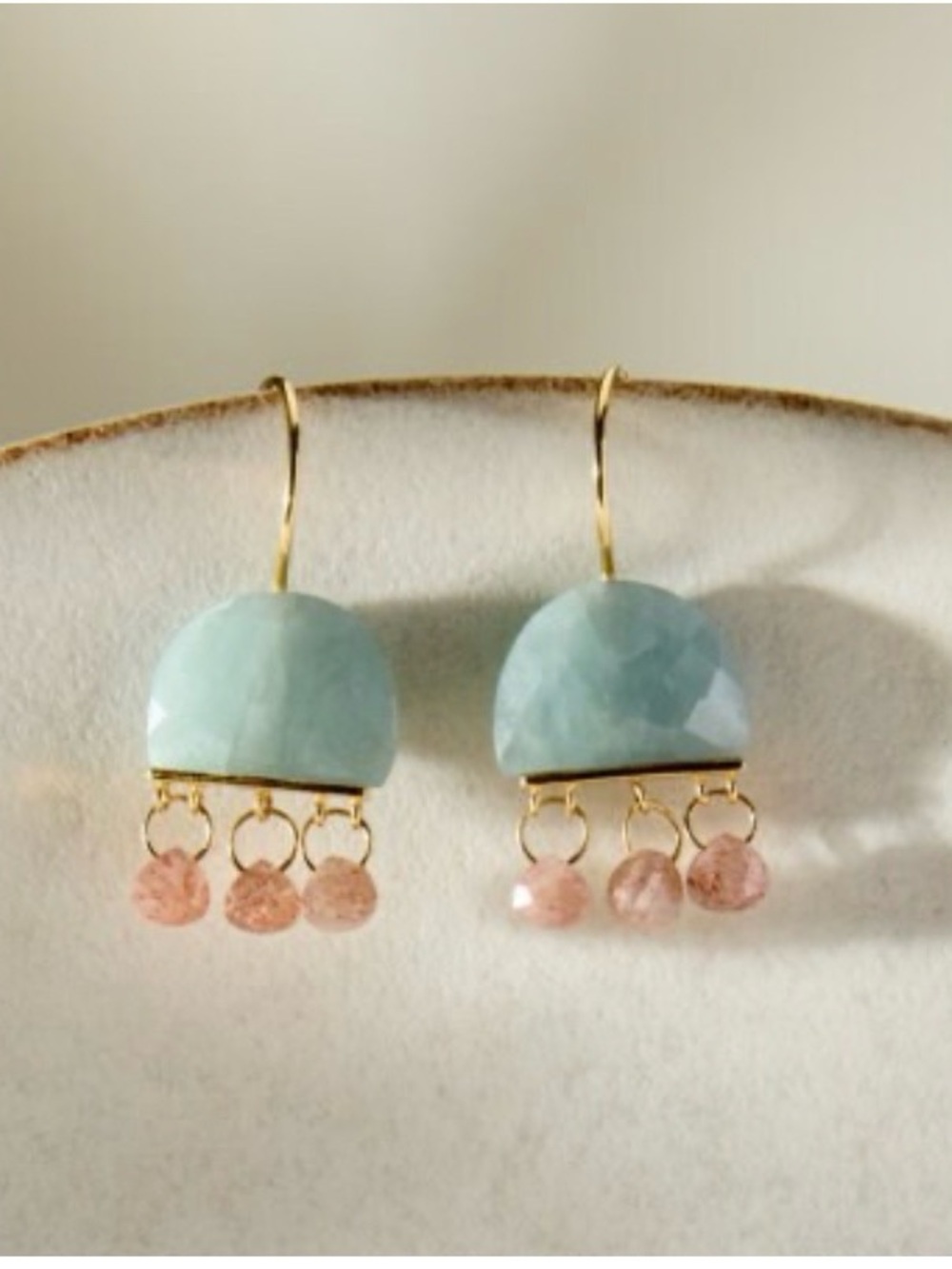 Chan Luu Aquamarine and Sunstone Bead Drop Earrings - Gold